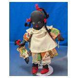 Folk Art Fabric Doll With Miniature Doll