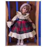 Vintage Christmas Holiday Porcelain Doll
