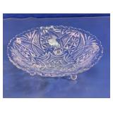 Clear Cut Glass Footed Serving Bowl