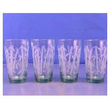 Bamboo Pattern Etched Drinking Glasses Set