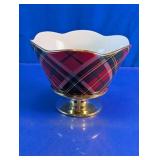 Tartan Plaid Pedestal Ceramic Bowl