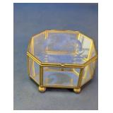 Octagonal Clear Glass Trinket Box