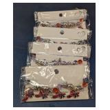 Red Hat & Black Bow Charm Bracelet Set