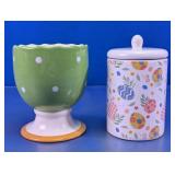 Decorative Easter Canister And Pedestal Bowl
