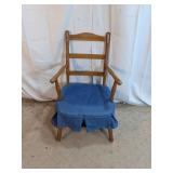 Vintage Wooden Armchair w/ Blue Cushion