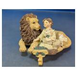 Lion & Child Holding Lamb Resin Figurine