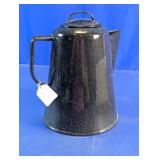 Vintage Blue Graniteware Enamelware Coffee Pot