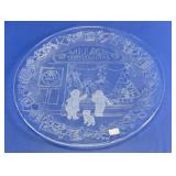 Clear Glass Village Toy Shoppe Platter