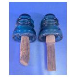 Vintage Hemingray Glass Insulators w/ Pegs Duo