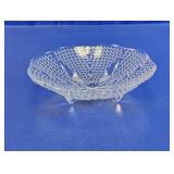 Vtg Clear Hobnail 3-Footed Glass Bowl