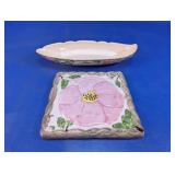 Franciscan Desert Rose Glass Trivet & Relish Dish
