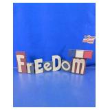 Wooden Freedom Block Decoration With Flag