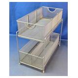 Two-Tier Metal Mesh Organizer Rack