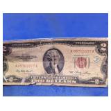 Vintage 1953 Series US Two Dollar Bill Red Seal