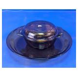 Vintage Smoked Glass Casserole & Plate Set