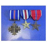 Vtg U.S. Military Medal Trio Ribbon Bar Set