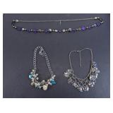Beaded & Metallic Statement Necklace Trio