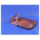 Damascus Pocket Knife w/ Leather Sheath