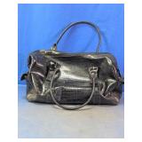 Black Bueno Crocodile Embossed Travel Duffel Bag