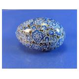 Vtg Ceramic Egg Trinket Box & Miniature Eggs