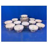 Floral Glass Teacup & Saucer Set