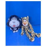 Plush Monkey & Leopard Stuffed Animal Set