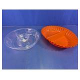 Plastic Divided Serving Tray Pair