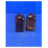 Amber Glass Bottle Pair