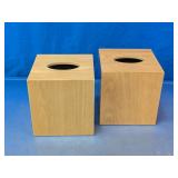Wood Tone Plastic Tissue Box Cover Pair