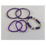 Purple Beaded Bracelet & Bangle Set