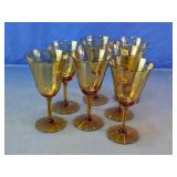 Amber Glass Wine Goblet Set