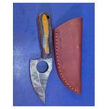 Custom Damascus Steel Fixed Blade Knife & Sheath