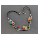 Multicolor Button & Wire-Wrapped Necklace