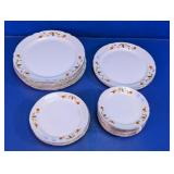 Autumn Floral Gold Rimmed Glass Plate Set