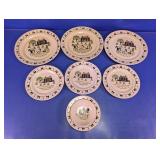 Vtg Farmhouse Country Scene Glass Dinnerware