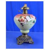 Vtg Hand-Painted Floral Oil Lamp