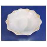 White Glass Scalloped Serving Bowl