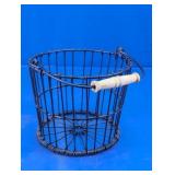 Black Wire Egg Gathering Basket with Wood Handle