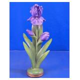 Purple Iris Flower Glass Figurine