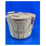 Vtg Wood Splint Basket with Lid