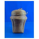 Woven Wicker Lidded Storage Basket