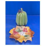 Fitz & Floyd Huntington Leaf Plate & Pumpkin Set