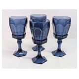 Vintage Blue Pressed Glass Goblets