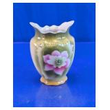 Floral Ceramic Scalloped Rim Mini Vase