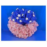Patriotic Red White and Blue Deco Mesh Wreath
