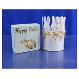 Happy Easter Wood Sign & Bunny Container