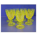 Vtg Uranium Vaseline Glass Wine Goblets