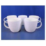 White Hobnail Textured Ceramic Coffee Mugs