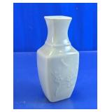 White Ceramic Floral Relief Vase
