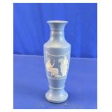 Blue Classical Figure Design Pottery Bud Vase